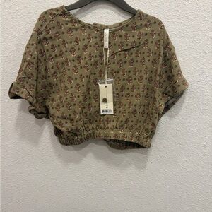 Rylee + Cru Olive Floral Kids Crop Top